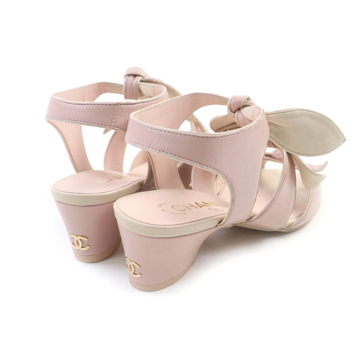Excellent CHANEL Sandals pink leather Women 35.5 G35297