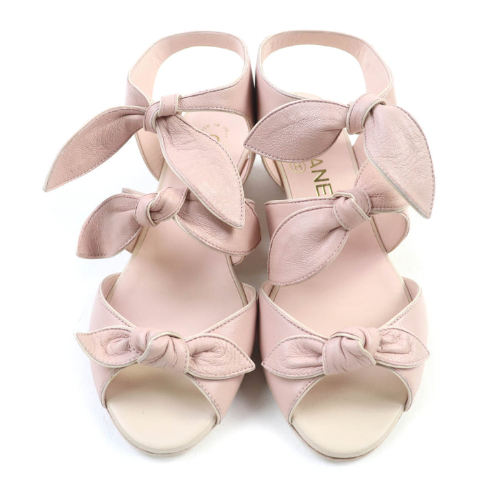 Excellent CHANEL Sandals pink leather Women 35.5 G35297