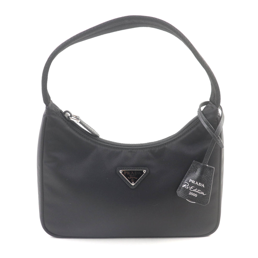 Pristine PRADA Handbag Re-Edition 2000 black Test Women 1NE515