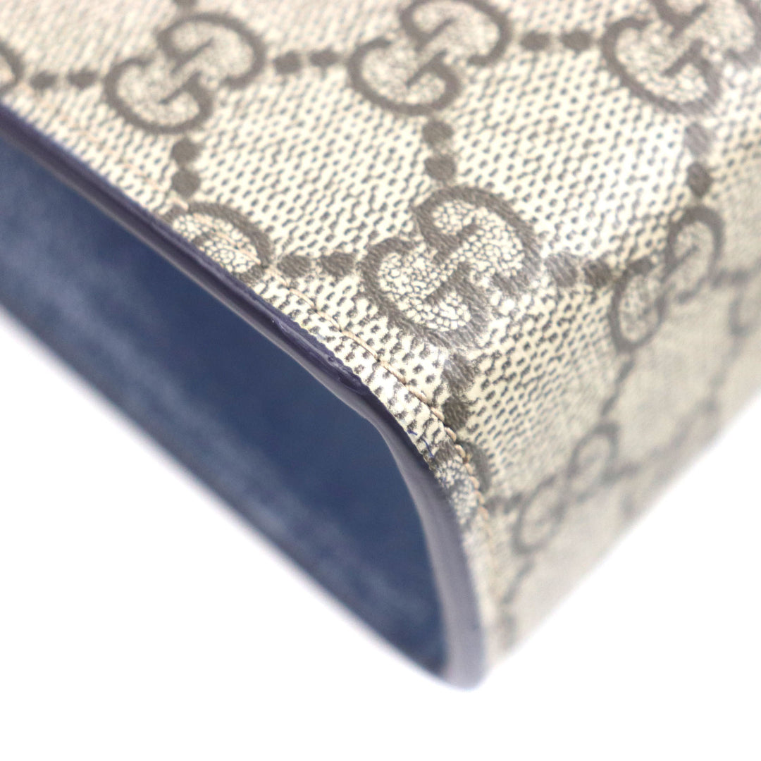 Pristine GUCCI Clutch bag Beige blue GG Supreme Canvas mens 768255