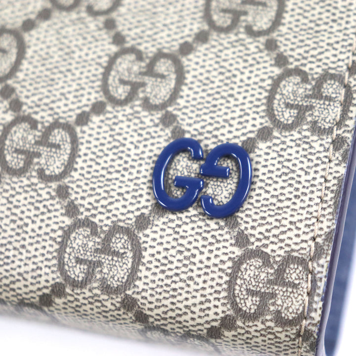 Pristine GUCCI Clutch bag Beige blue GG Supreme Canvas mens 768255