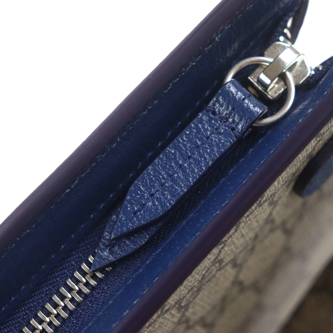 Pristine GUCCI Clutch bag Beige blue GG Supreme Canvas mens 768255