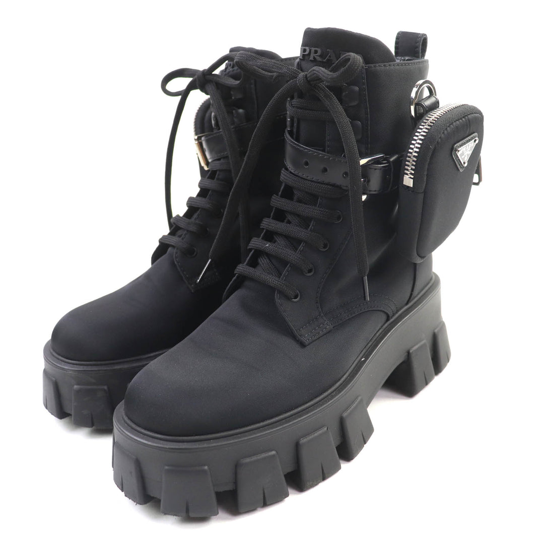 Great PRADA short boots monolith black ー Women 35.5 1T549M