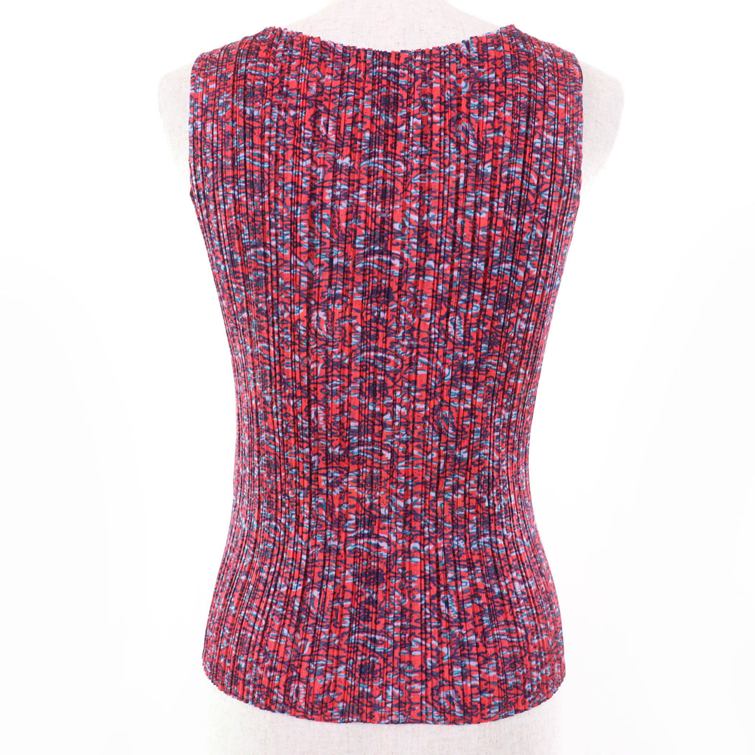 Excellent PLEATS PLEASE T-shirt Ganesha Sleeveless Red series polyester Women 3