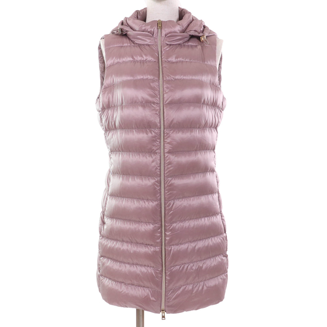 Great Herno Down vest Zip-up Hooded Long Length Light purple Nylon Women 44