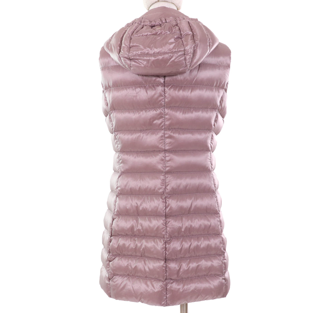 Great Herno Down vest Zip-up Hooded Long Length Light purple Nylon Women 44 PI0329D