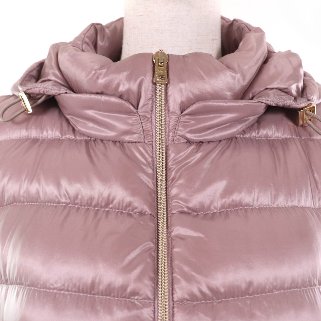 Great Herno Down vest Zip-up Hooded Long Length Light purple Nylon Women 44