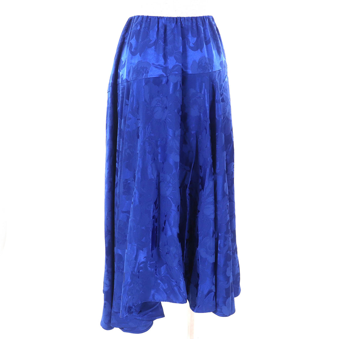 Excellent BALENCIAGA flare skirt Floral print long blue Rayon Women 36 625534