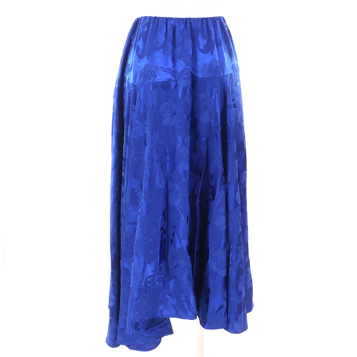 Excellent BALENCIAGA flare skirt Floral print long blue Rayon Women 36 625534