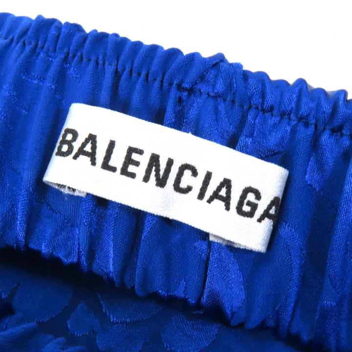 Excellent BALENCIAGA flare skirt Floral print long blue Rayon Women 36 625534