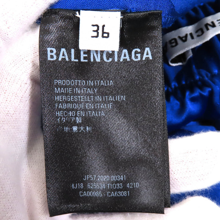 Excellent BALENCIAGA flare skirt Floral print long blue Rayon Women 36 625534