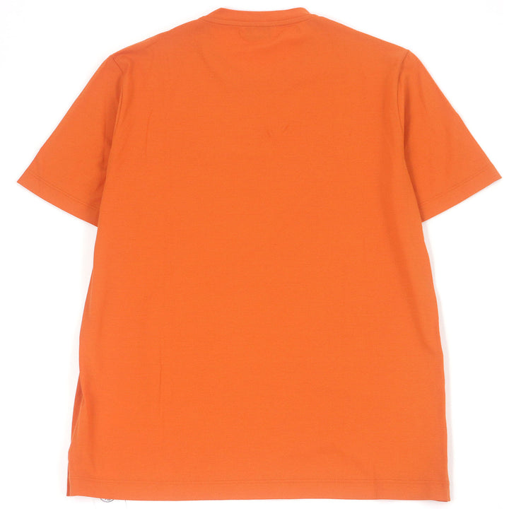 Pristine HERMES Short sleeve T-shirt H logo embroidery pocket Orange cotton
