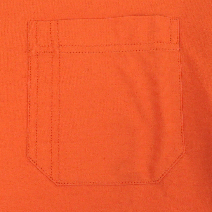 Pristine HERMES Short sleeve T-shirt H logo embroidery pocket Orange cotton