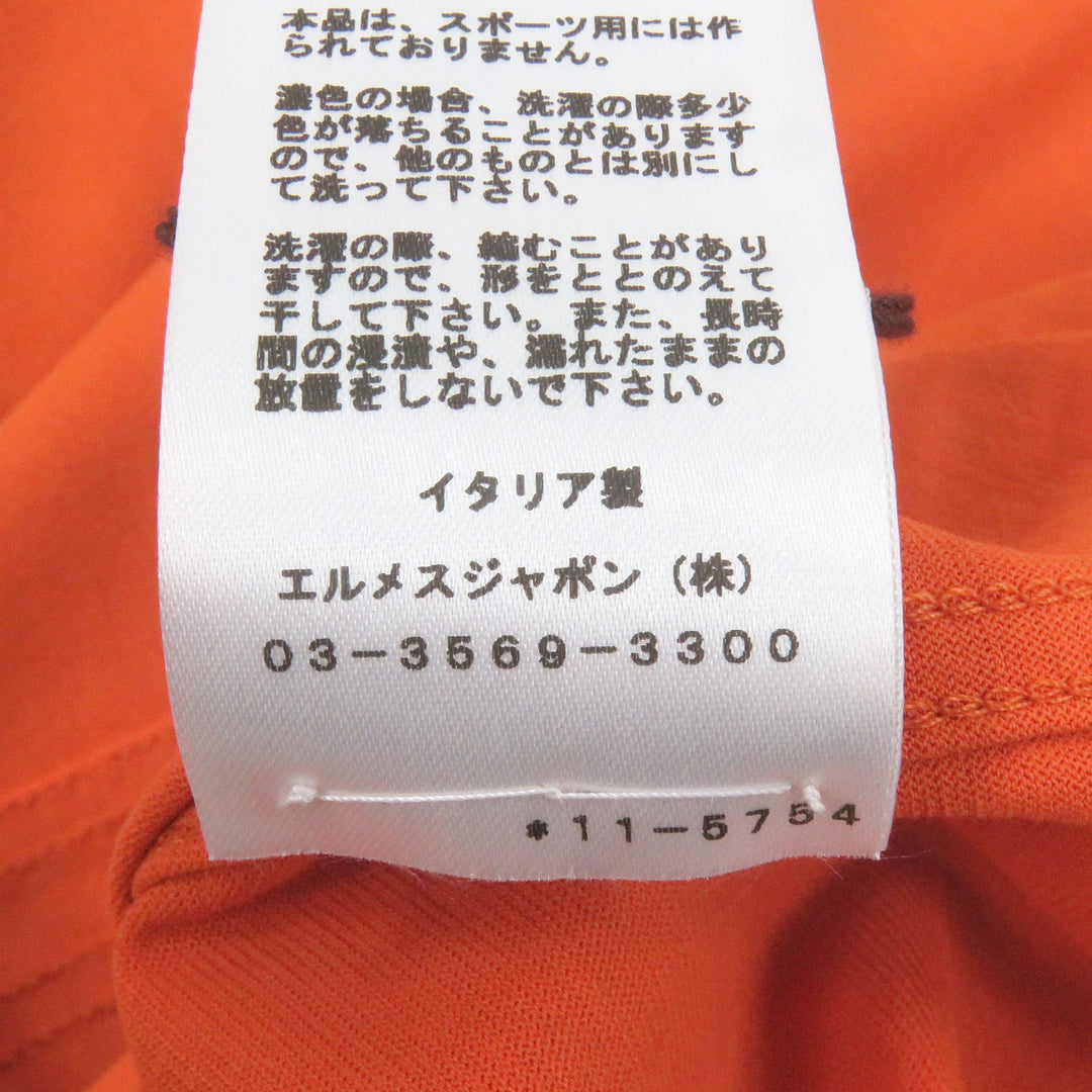 Pristine HERMES Short sleeve T-shirt H logo embroidery pocket Orange cotton