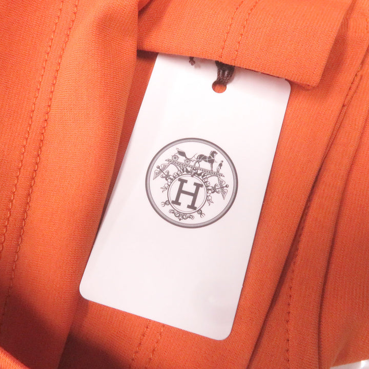 Pristine HERMES Short sleeve T-shirt H logo embroidery pocket Orange cotton