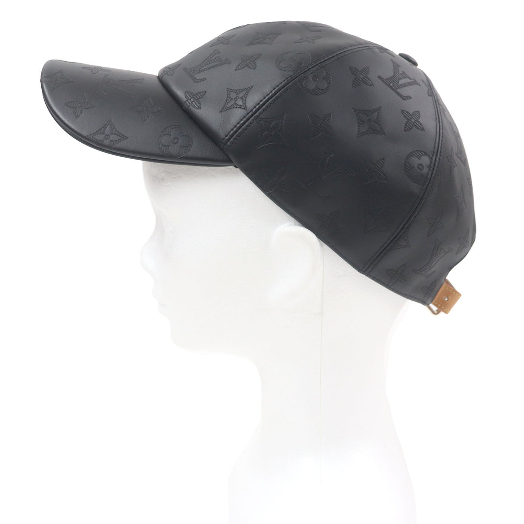 Great LOUIS VUITTON cap Cap Monogram Shadow All Leather Baseball black Cowhide