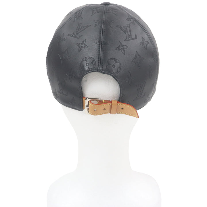 Great LOUIS VUITTON cap Cap Monogram Shadow All Leather Baseball black Cowhide