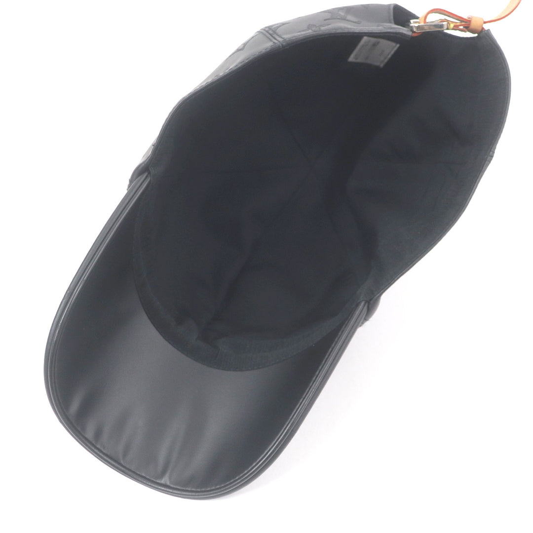 Great LOUIS VUITTON cap Cap Monogram Shadow All Leather Baseball black Cowhide