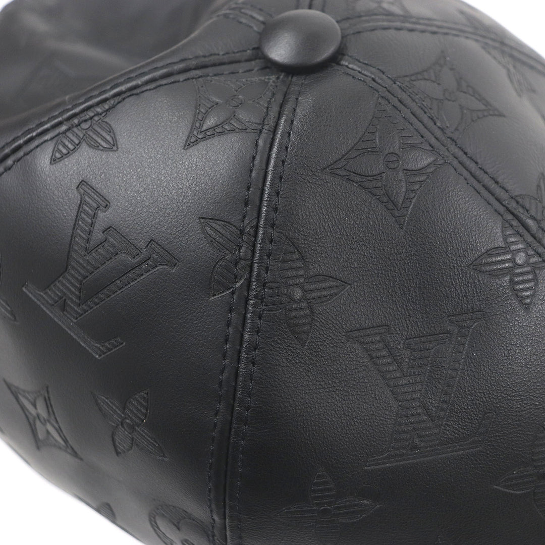 Great LOUIS VUITTON cap Cap Monogram Shadow All Leather Baseball black Cowhide