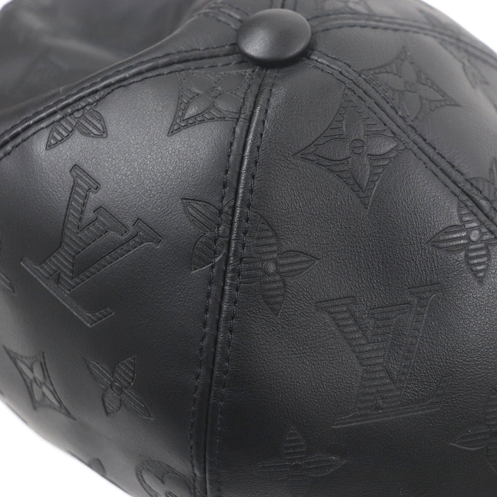 Great LOUIS VUITTON cap Cap Monogram Shadow All Leather Baseball black Cowhide