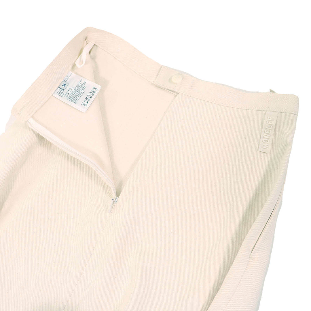 Excellent MONCLER flare skirt SKIRT Logo Back Zip Long Ivory cotton Women 38 I10932D00016