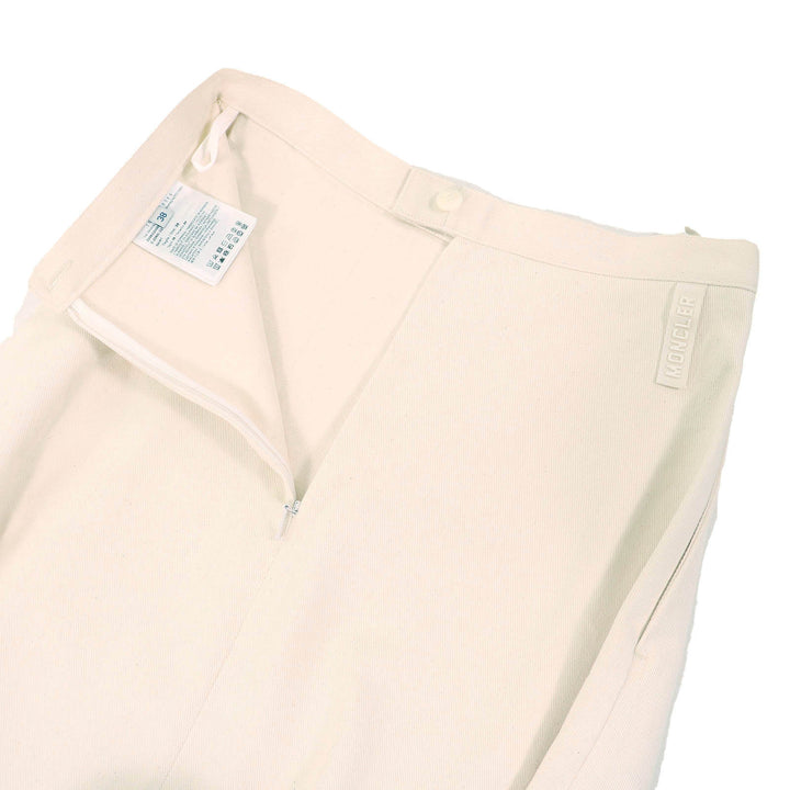 Excellent MONCLER flare skirt SKIRT Logo Back Zip Long Ivory cotton Women 38 I10932D00016