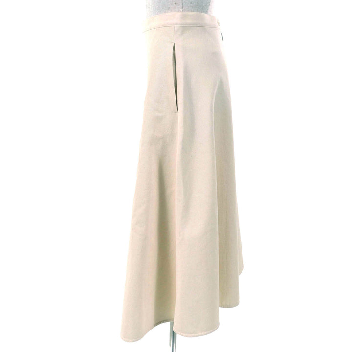Excellent MONCLER flare skirt SKIRT Logo Back Zip Long Ivory cotton Women 38 I10932D00016