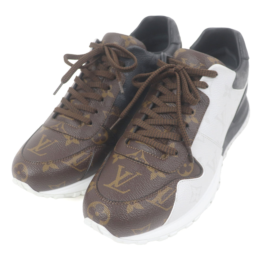 Excellent LOUIS VUITTON Low cut sneakers LV Runaway Line White brown black leather mens 7