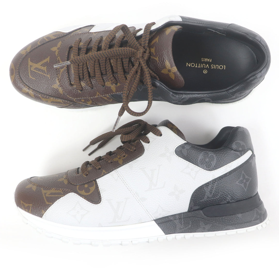 Excellent LOUIS VUITTON Low cut sneakers LV Runaway Line White brown black leather mens 7