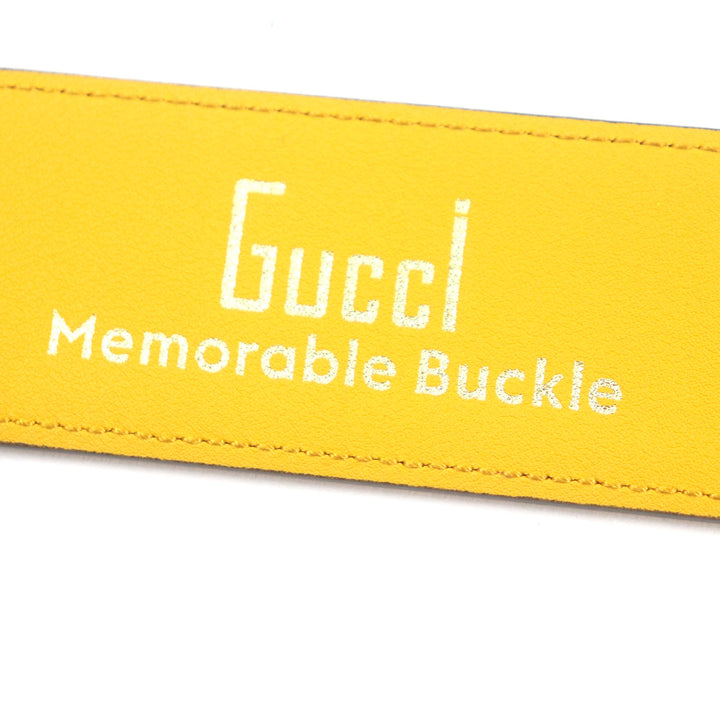 Excellent GUCCI belt G logo buckle leather Yellow blue leather mens 709954