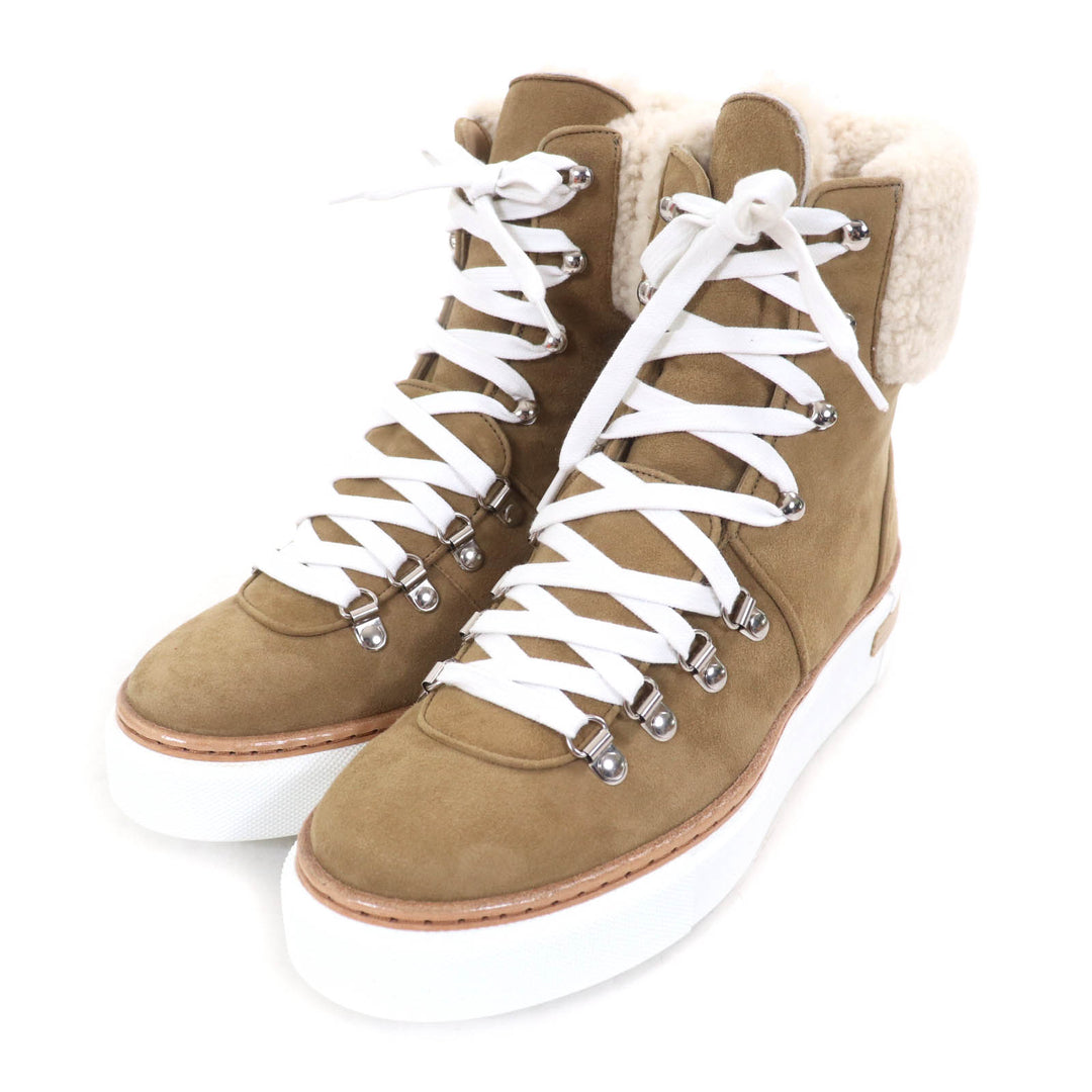 Pristine HERMES High cut sneakers Flocon Brown Suede leather Women 37.5