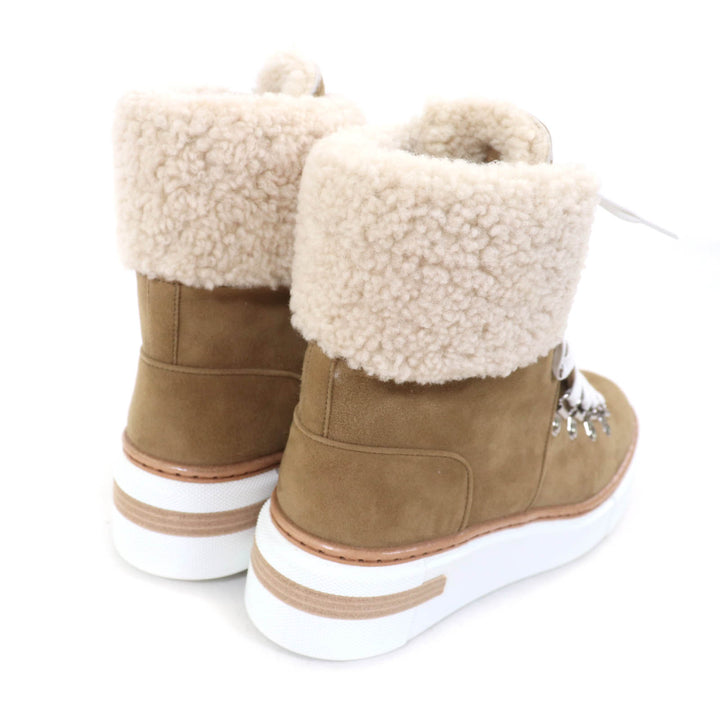 Pristine HERMES High cut sneakers Flocon Brown Suede leather Women 37.5