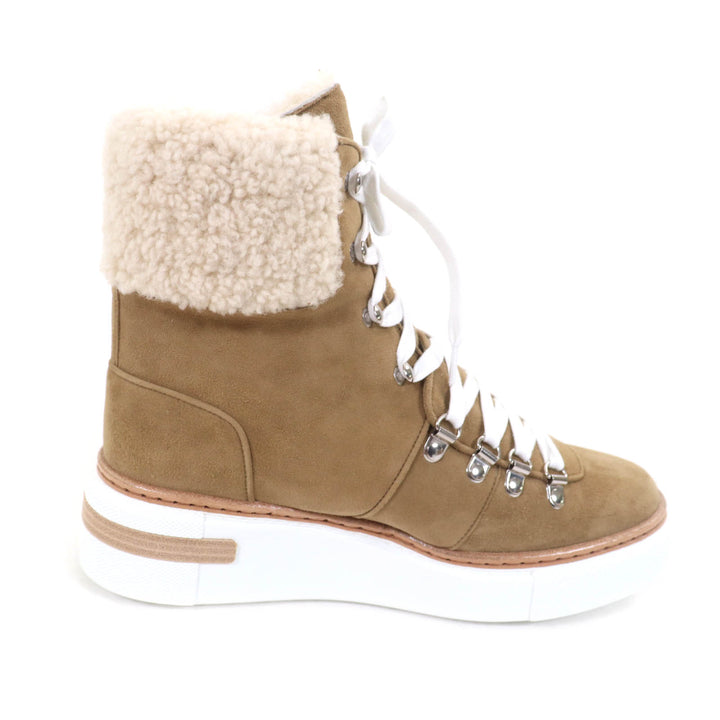 Pristine HERMES High cut sneakers Flocon Brown Suede leather Women 37.5