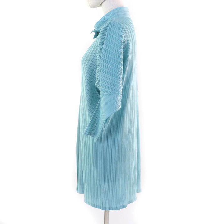 Excellent PLEATS PLEASE one piece 3/4 sleeve shirt Light blue polyester Women 3