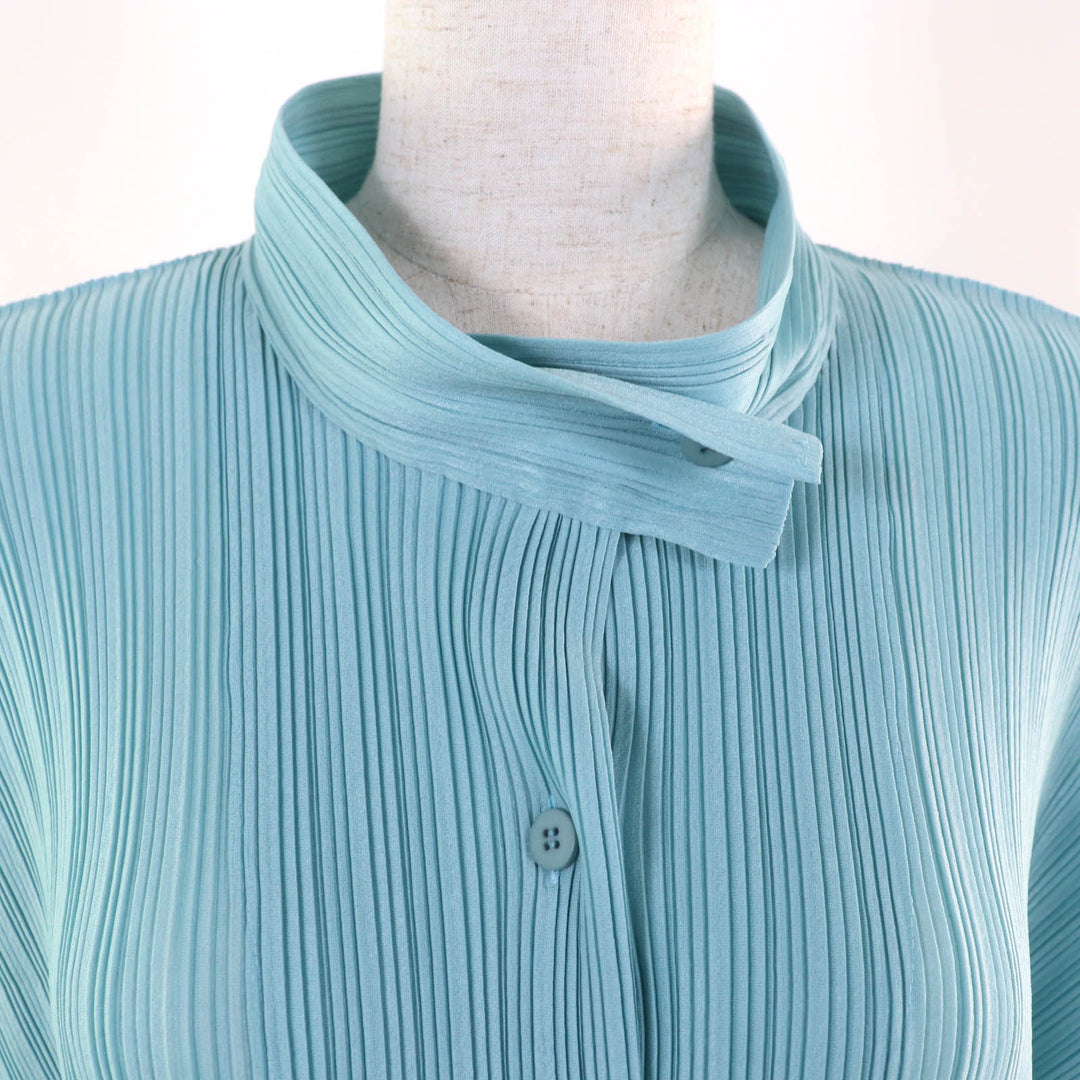 Excellent PLEATS PLEASE one piece 3/4 sleeve shirt Light blue polyester Women 3