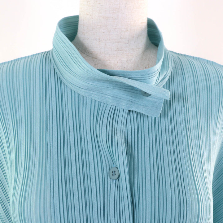 Excellent PLEATS PLEASE one piece 3/4 sleeve shirt Light blue polyester Women 3