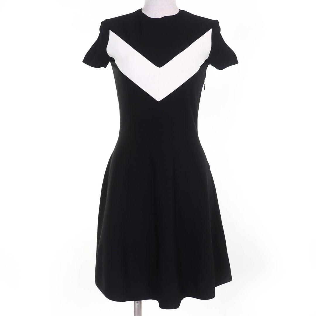 Excellent VALENTINO one piece V logo design knit dress black Rayon Women S