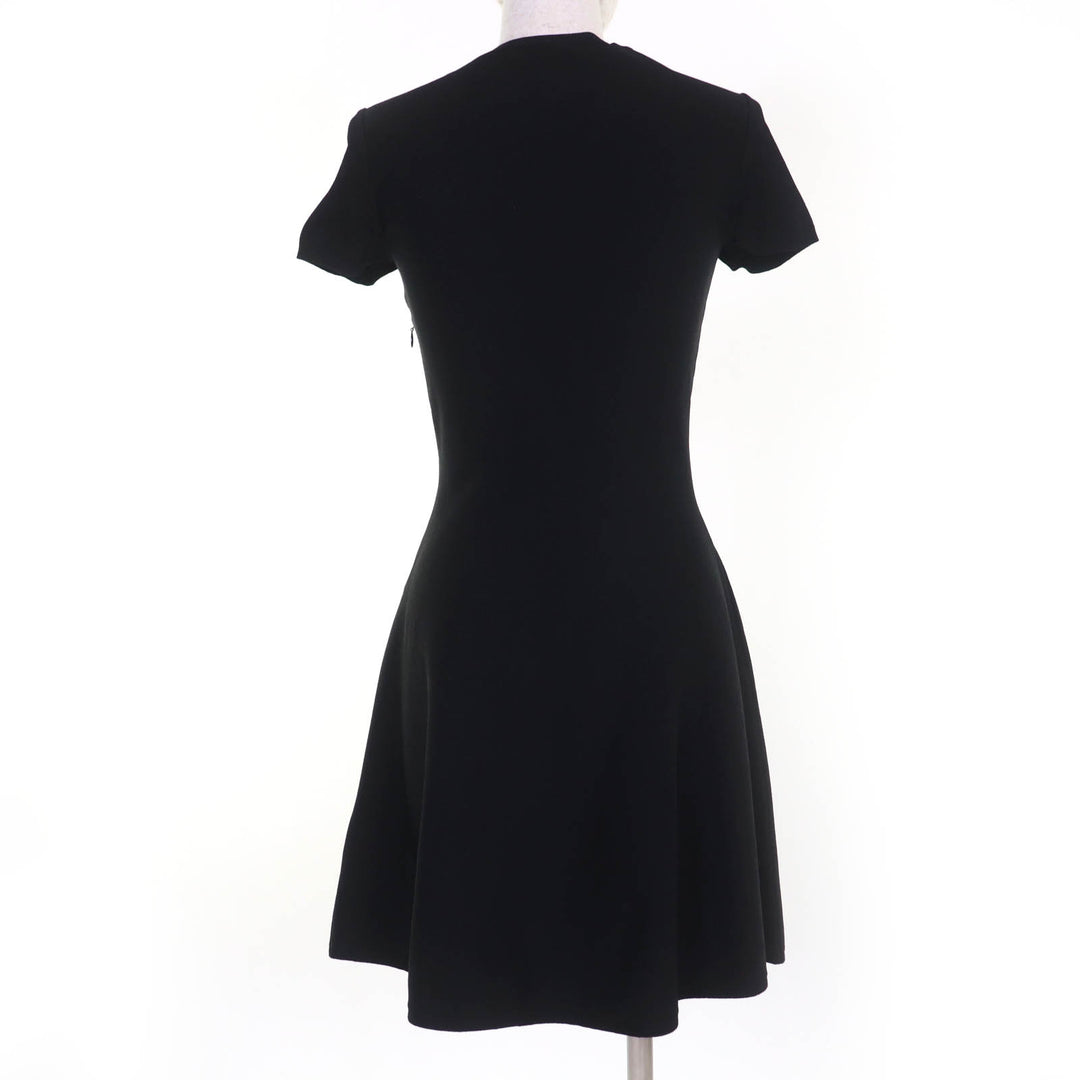 Excellent VALENTINO one piece V logo design knit dress black Rayon Women S