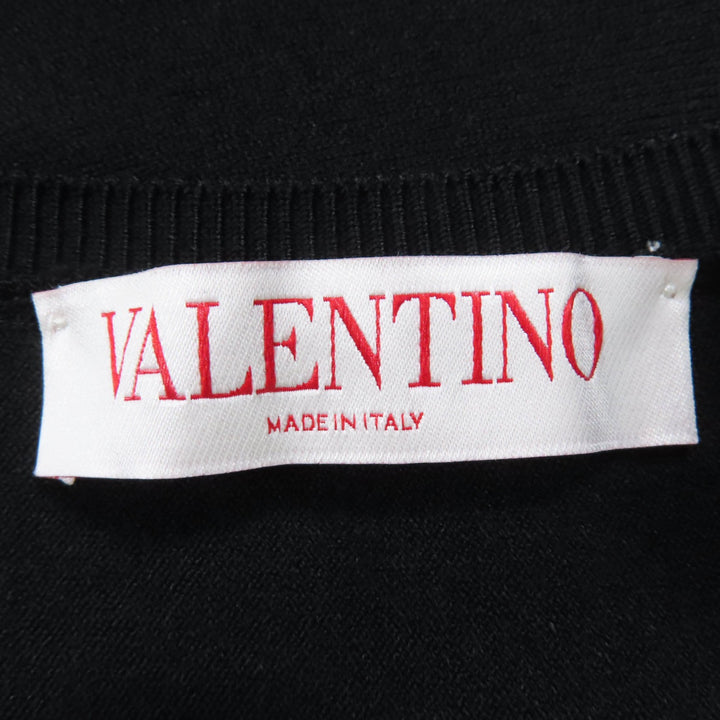 Excellent VALENTINO one piece V logo design knit dress black Rayon Women S