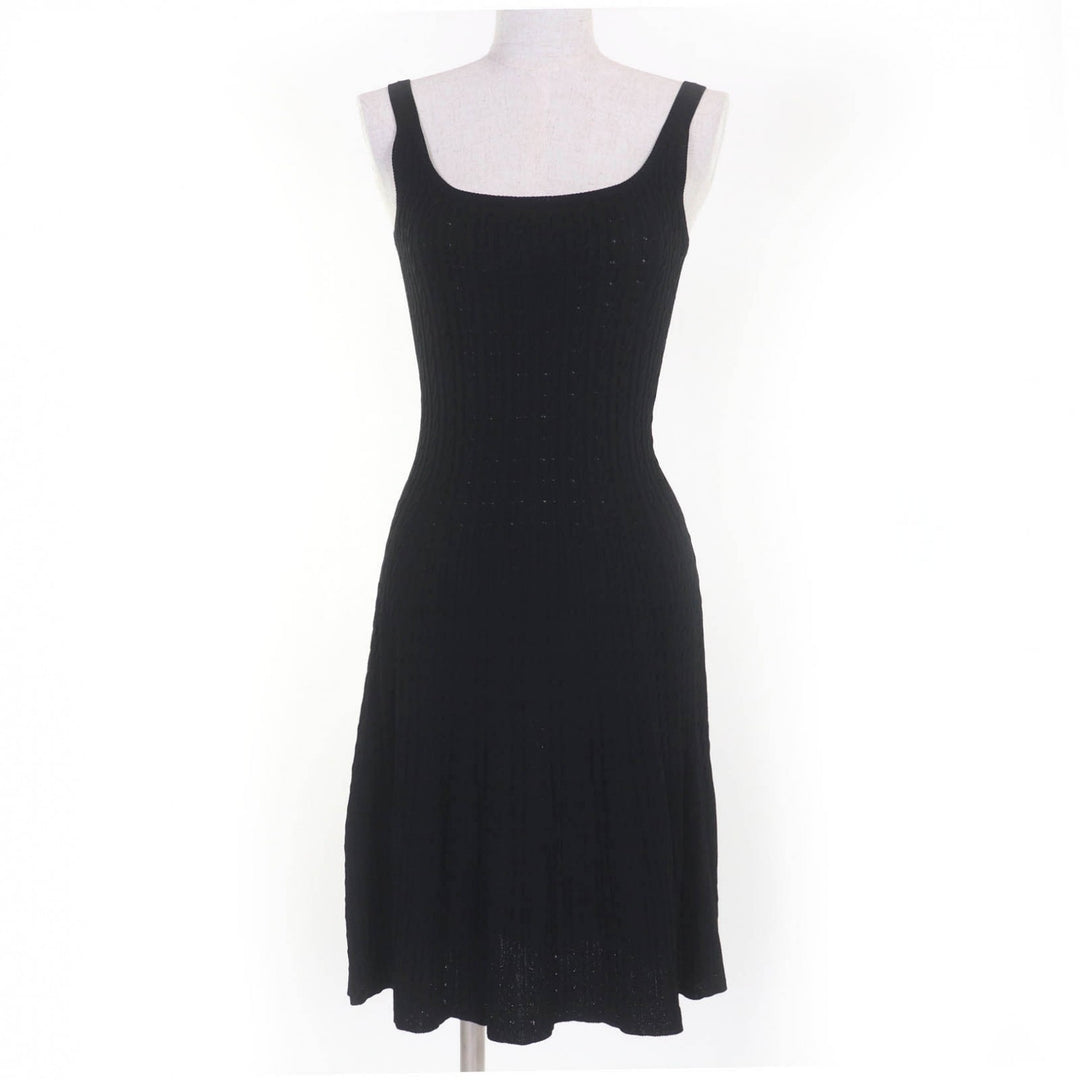 Great PRADA one piece Knit dress with trial patch black Rayon Women 36 23937