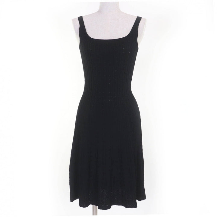 Great PRADA one piece Knit dress with trial patch black Rayon Women 36 23937
