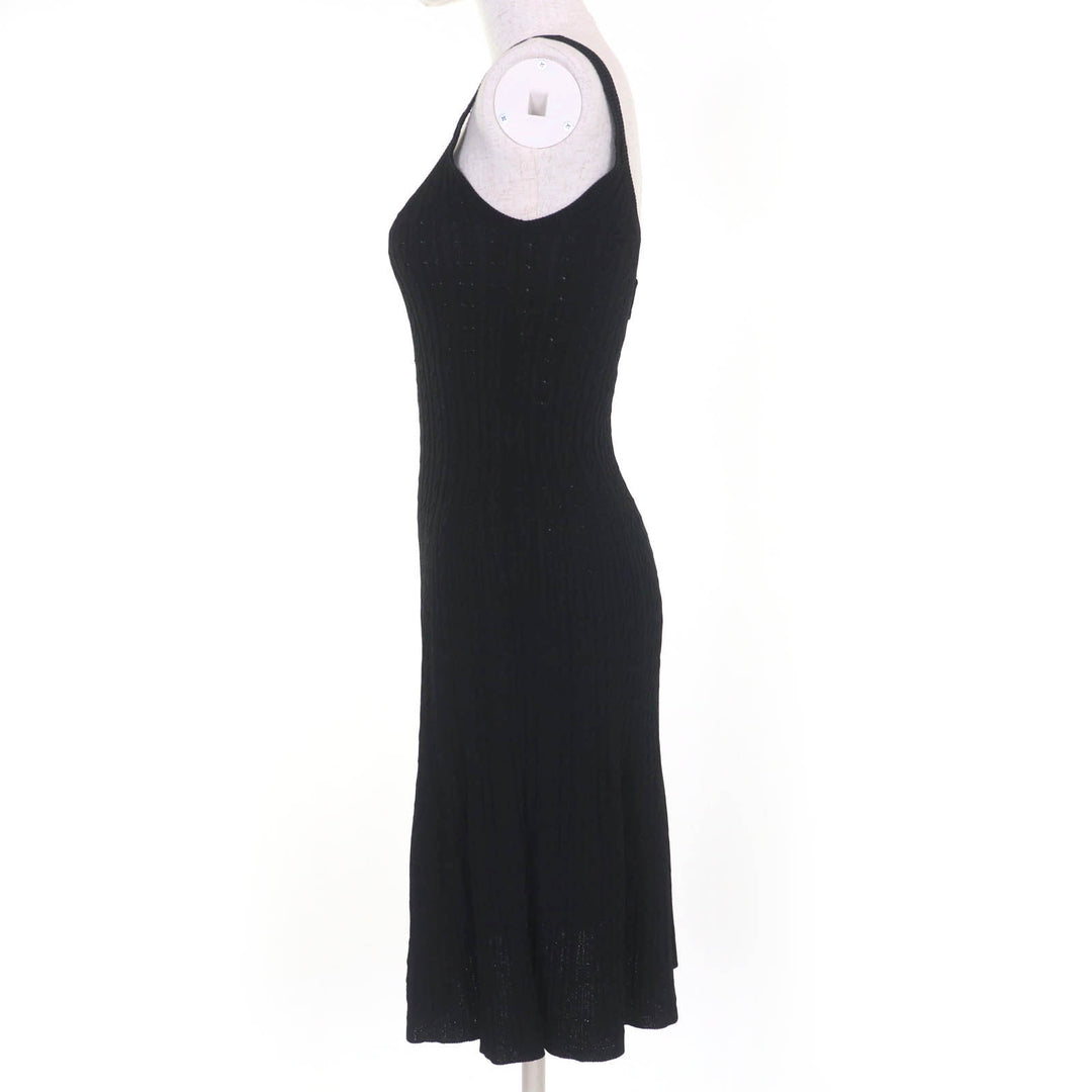 Great PRADA one piece Knit dress with trial patch black Rayon Women 36 23937