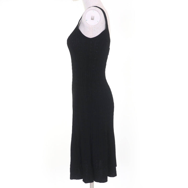 Great PRADA one piece Knit dress with trial patch black Rayon Women 36 23937