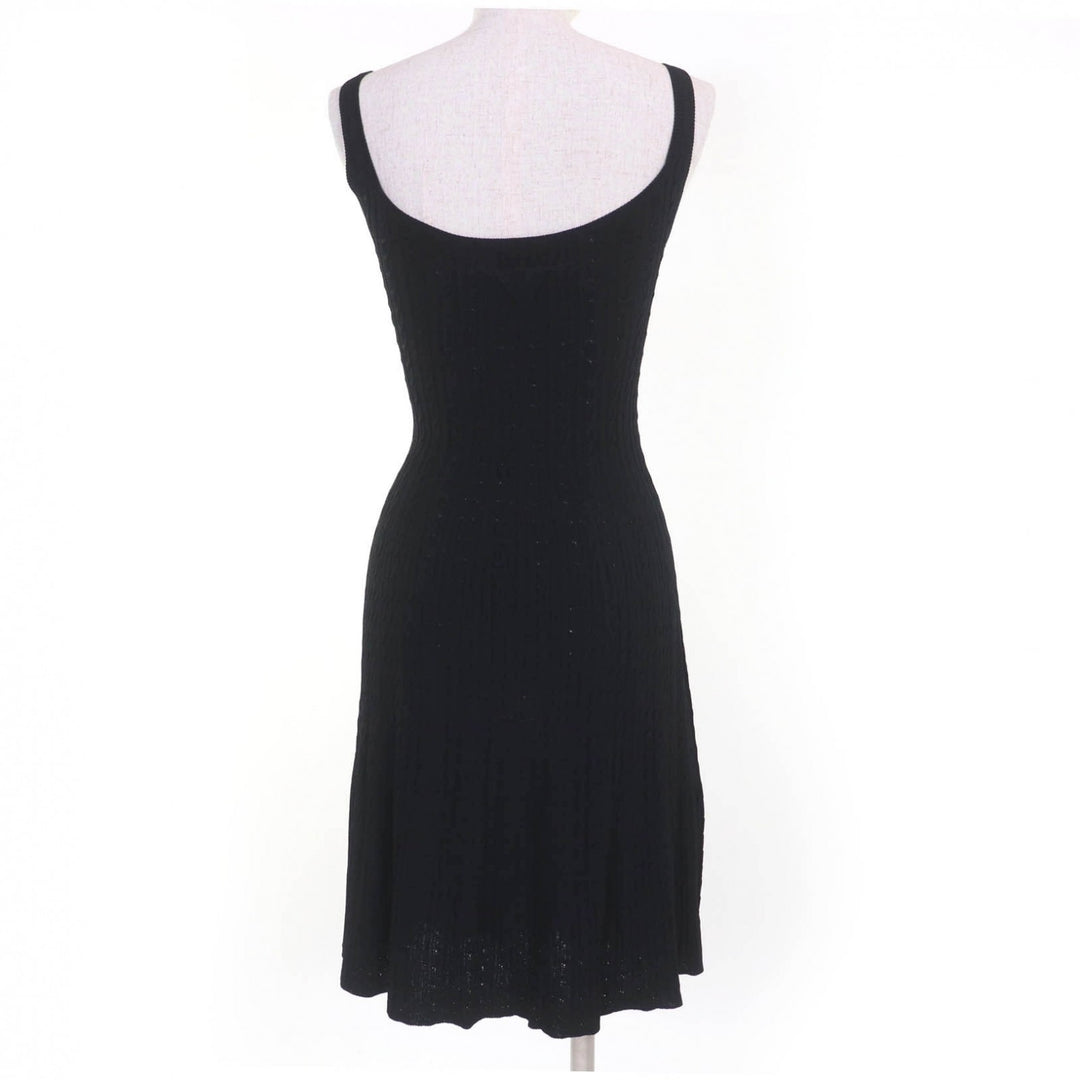 Great PRADA one piece Knit dress with trial patch black Rayon Women 36 23937