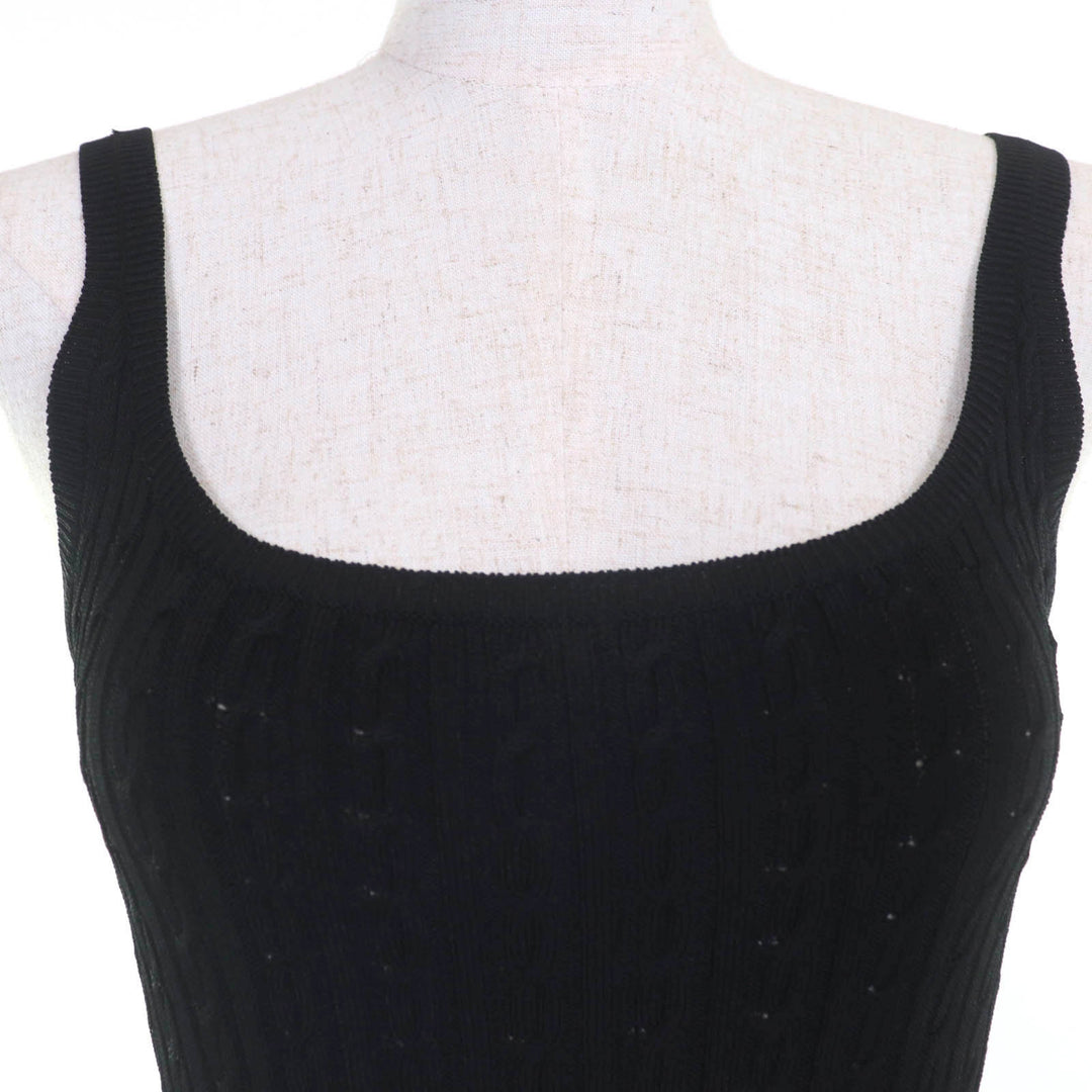 Great PRADA one piece Knit dress with trial patch black Rayon Women 36 23937