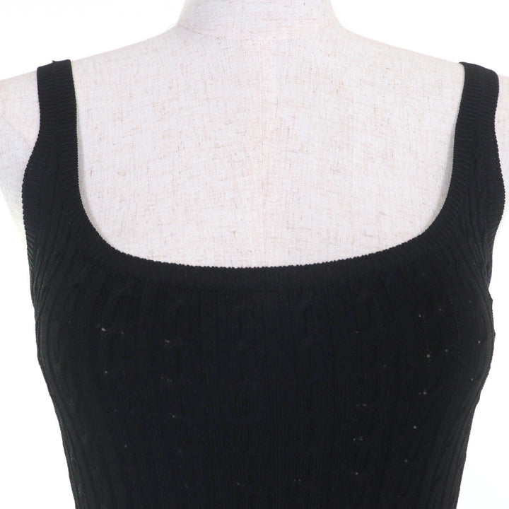 Great PRADA one piece Knit dress with trial patch black Rayon Women 36 23937