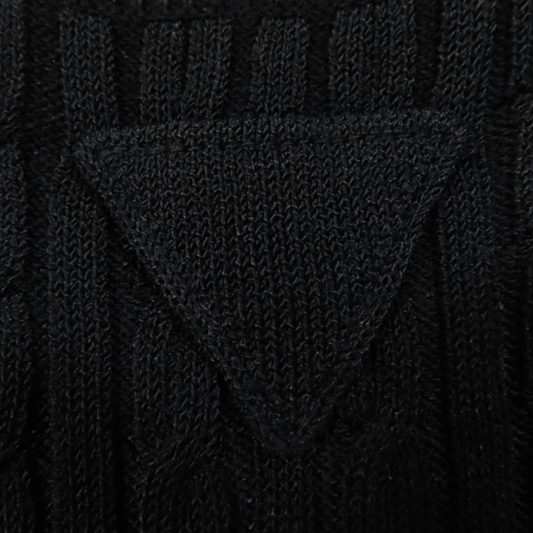 Great PRADA one piece Knit dress with trial patch black Rayon Women 36 23937