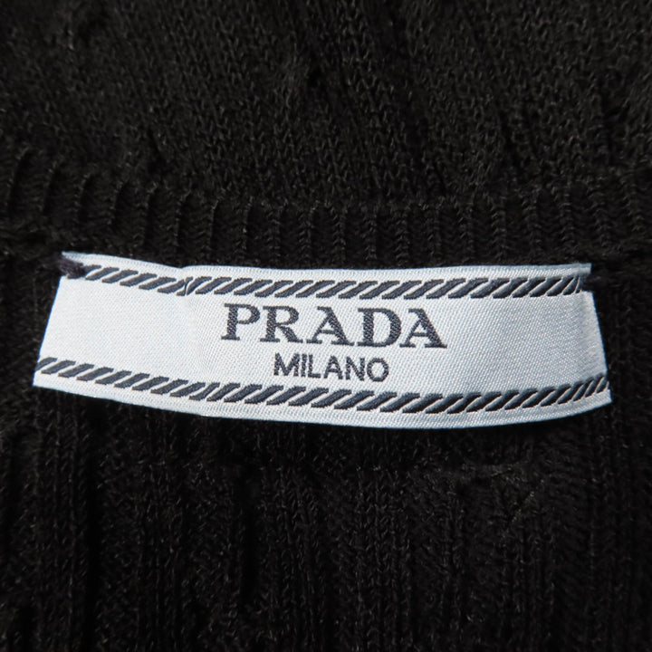 Great PRADA one piece Knit dress with trial patch black Rayon Women 36 23937
