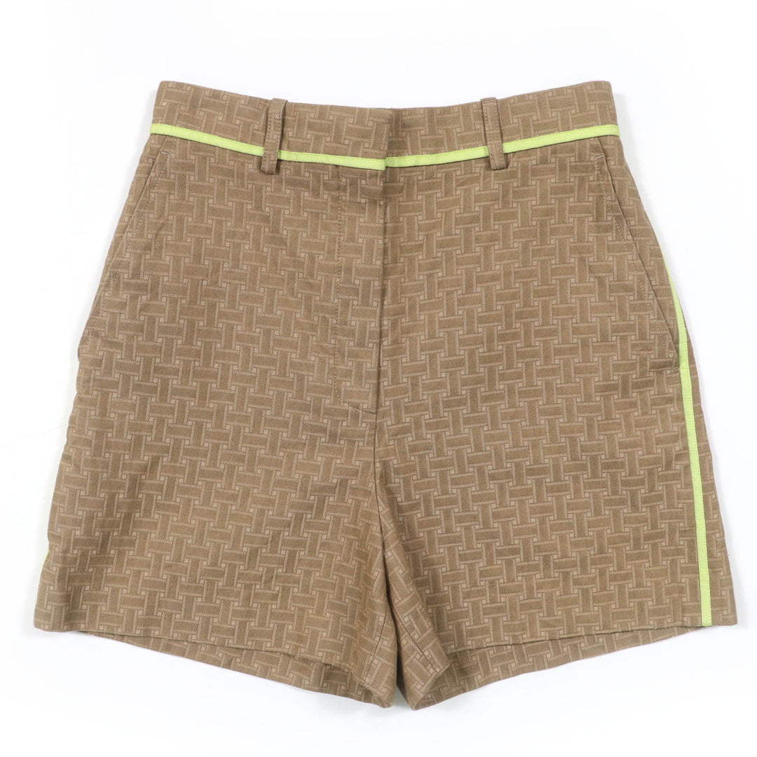 Great HERMES Shorts H design mosaic jacquard piping Brown cotton Women 36