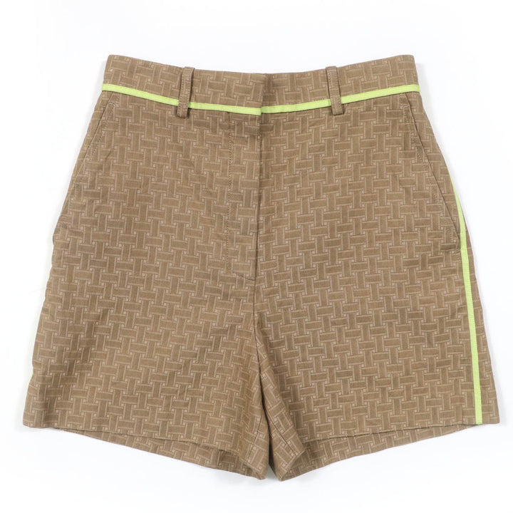 Great HERMES Shorts H design mosaic jacquard piping Brown cotton Women 36